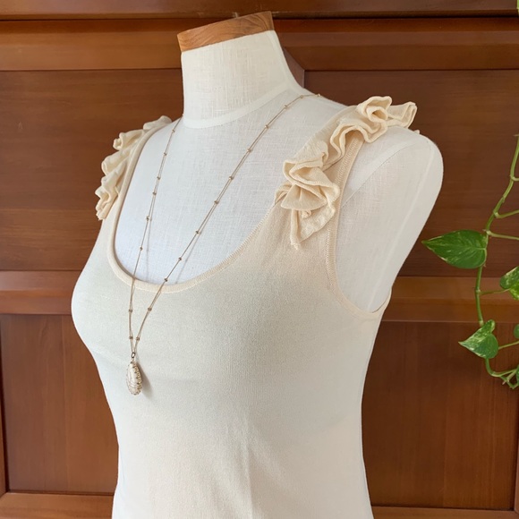 Lauren Ralph Lauren Tops - Lauren Ralph Cream Ruffle Silk Tank